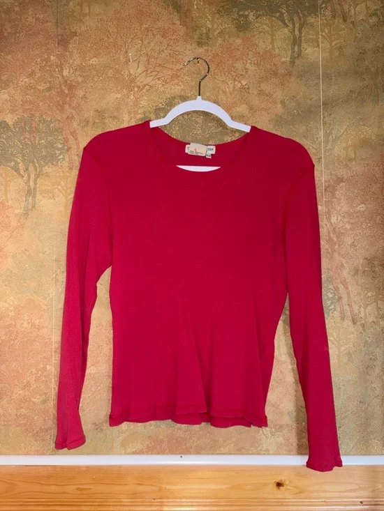Casual Connection ~ Red Ribbed Longsleeve - Picture 1 of 1